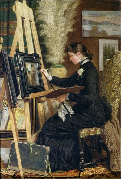 Ritratto di Josephine Gillow che dipinge a un cavalletto, 1880 da Guido Guidi